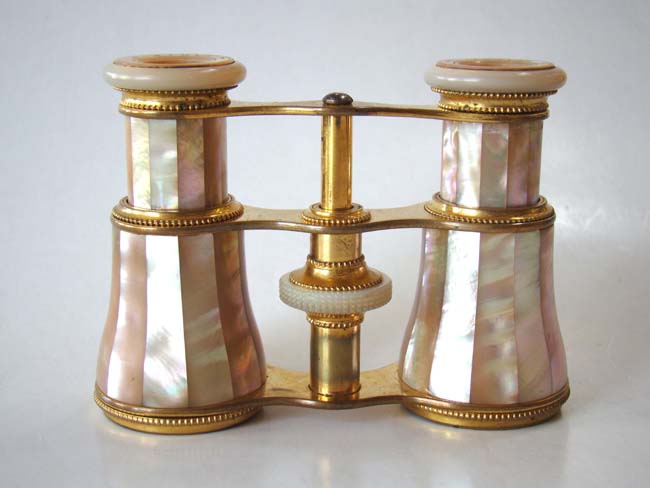 A beautiful pair of 'gilt' brass mounted Mother-of-Pearl Opera Glasses by Lemaire of Paris circa 1880.